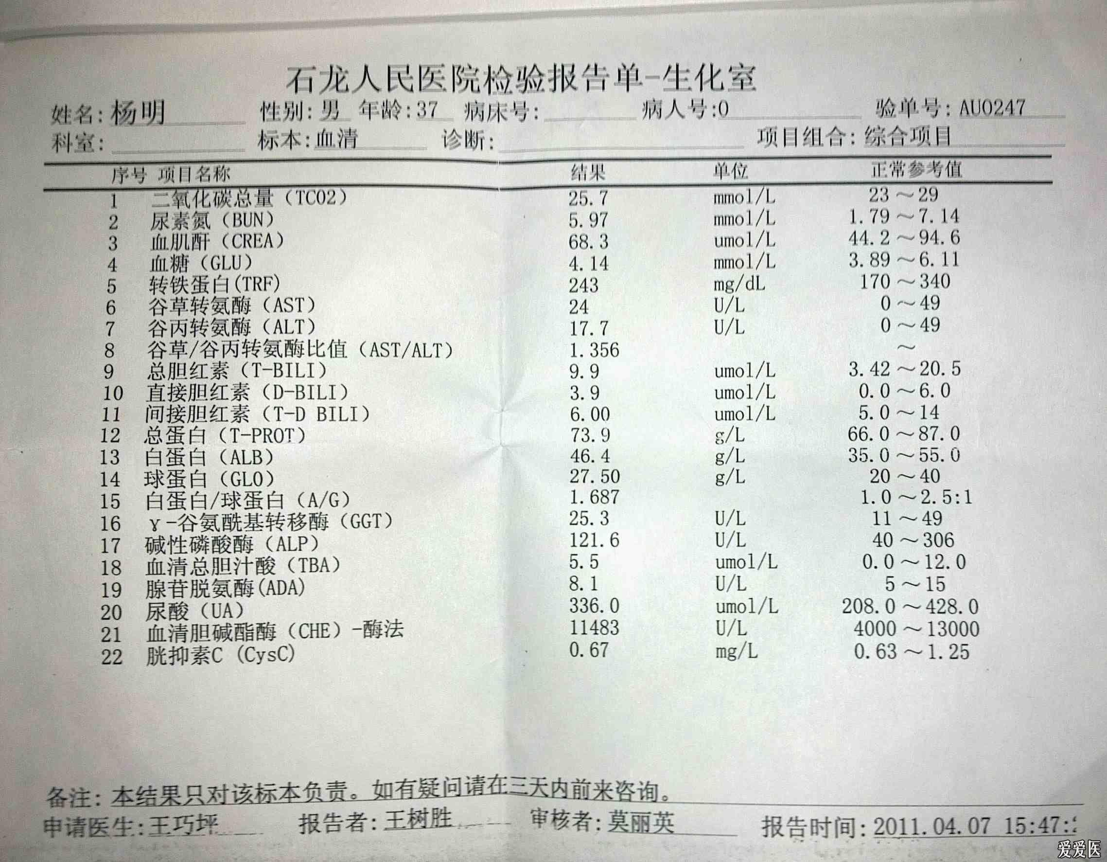 医院化验单模板图片