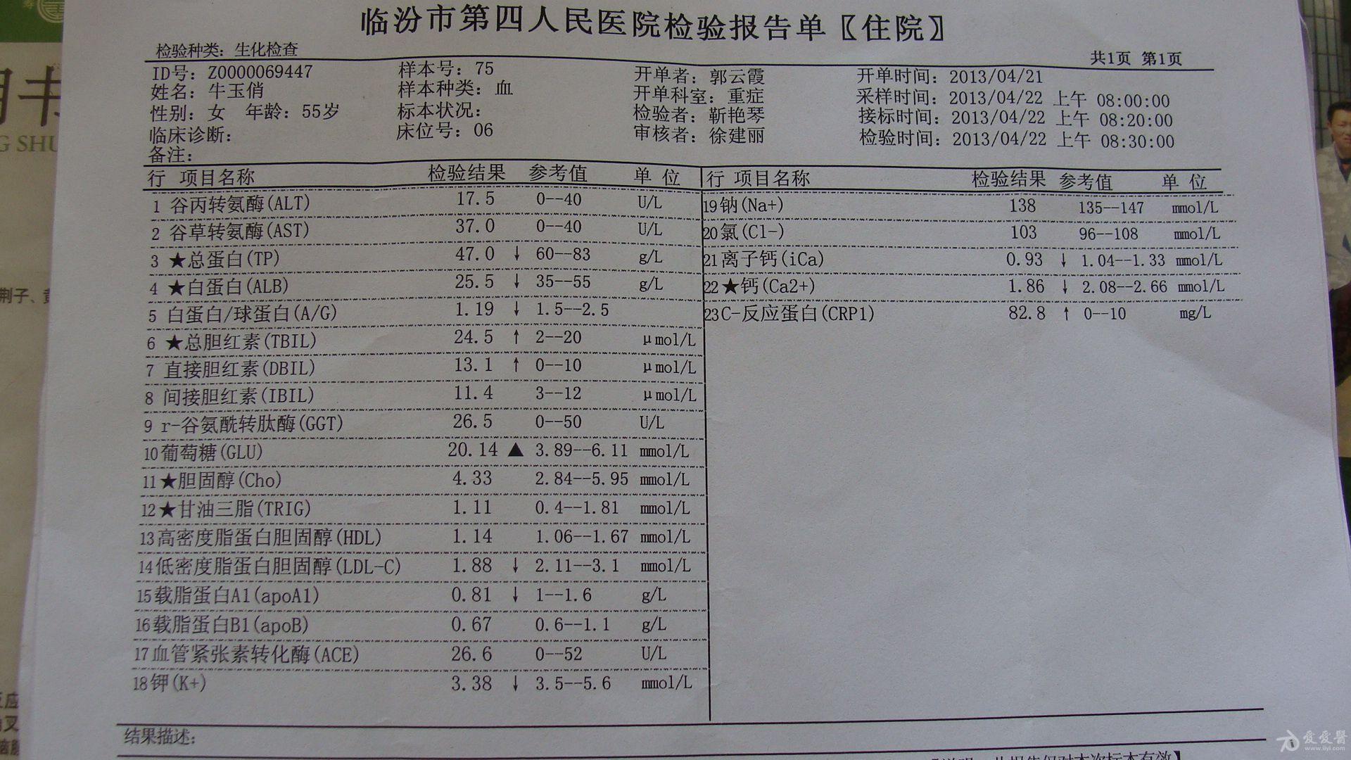 低血糖验血报告照片图片