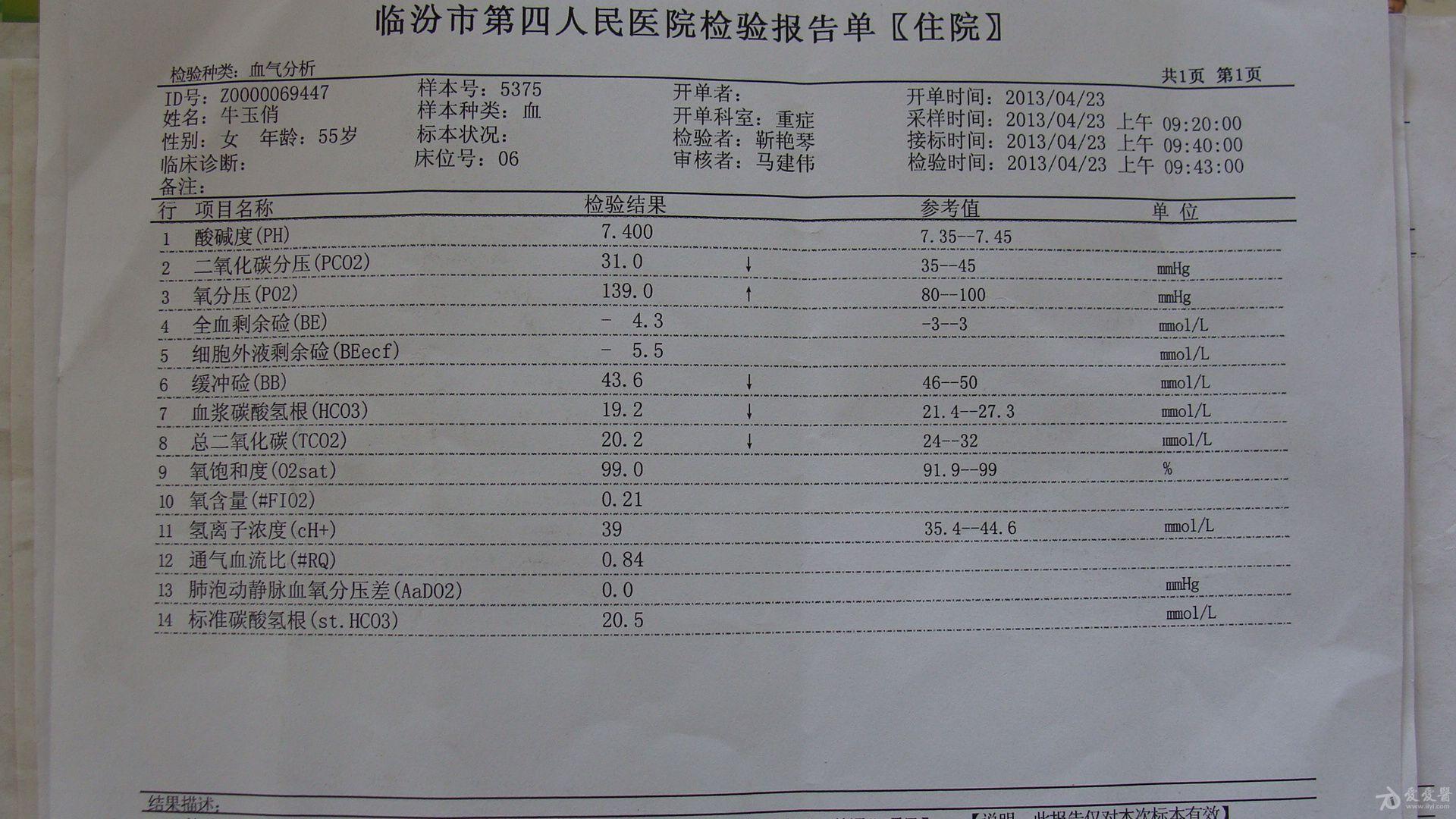 低血糖验血报告照片图片